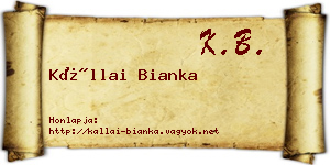 Kállai Bianka névjegykártya