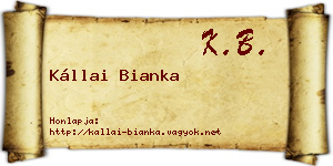 Kállai Bianka névjegykártya